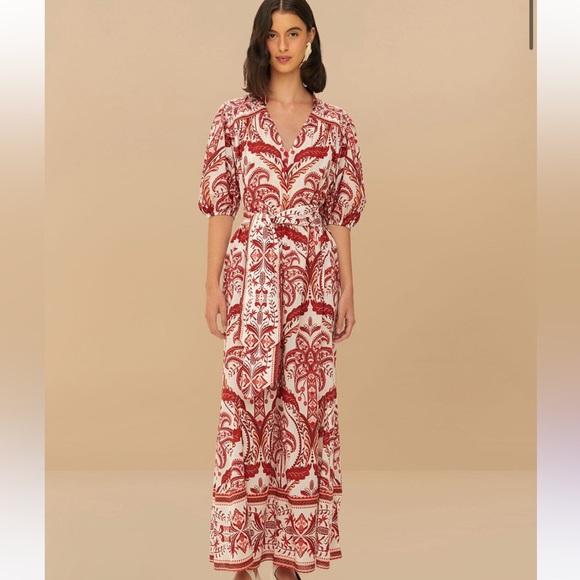 Farm Rio tropical camel off-white dress size small NWT - Picture 1 of 7